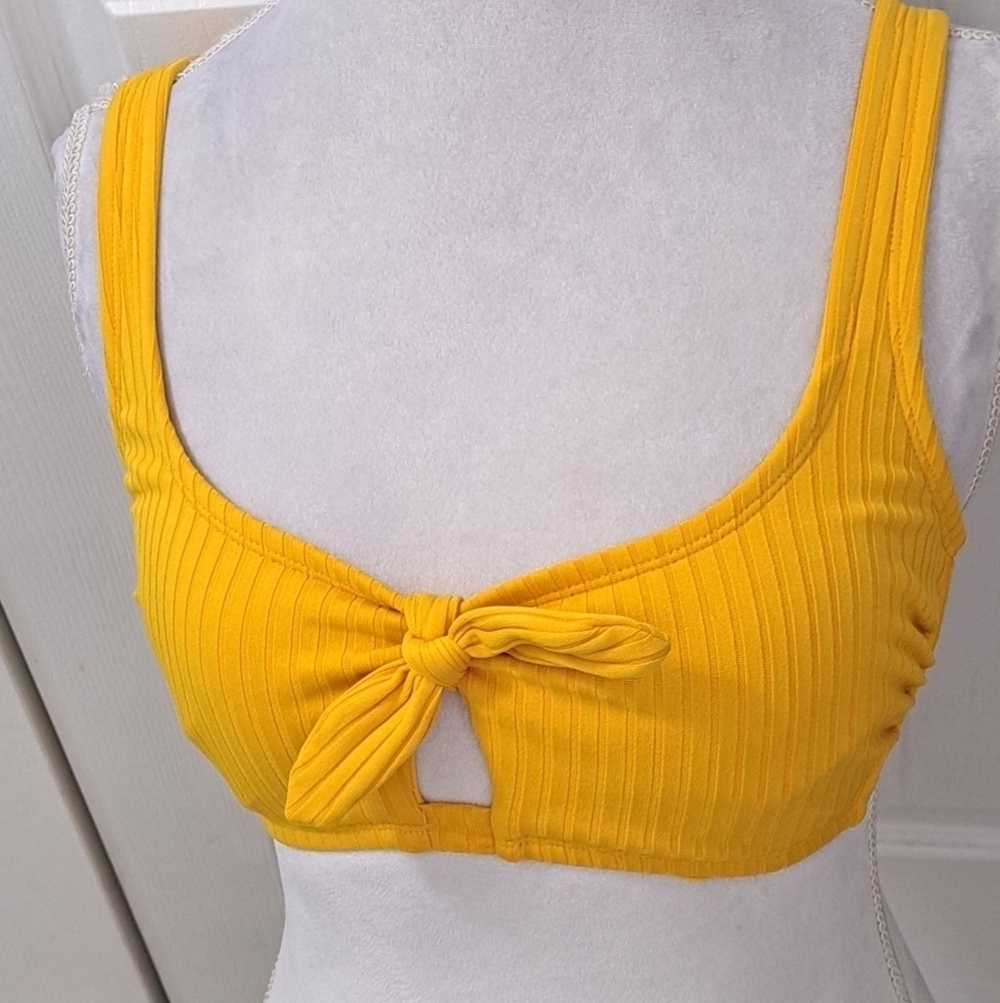 Gold Ribbed Bikini Top